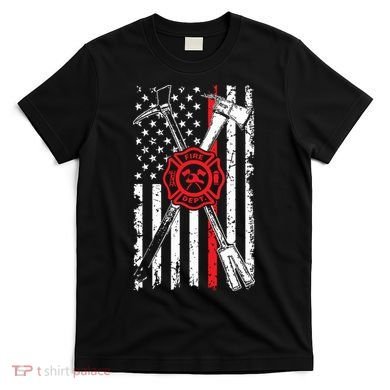 Patriotic Design Axe Halligan Thin Line Red Firefighter T-Shirt