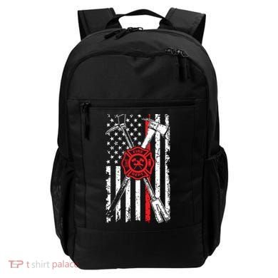 Patriotic Design Axe Halligan Thin Line Red Firefighter Backpack