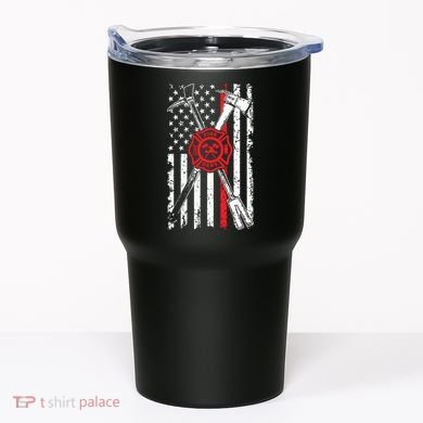 Patriotic Design Axe Halligan Thin Line Red Firefighter Tumbler