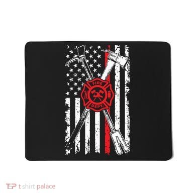 Patriotic Design Axe Halligan Thin Line Red Firefighter Mousepad