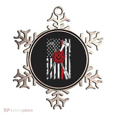 Patriotic Design Axe Halligan Thin Line Red Firefighter Ornament