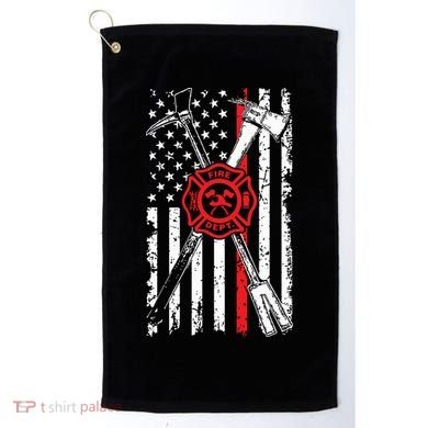 Patriotic Design Axe Halligan Thin Line Red Firefighter Golf Towel