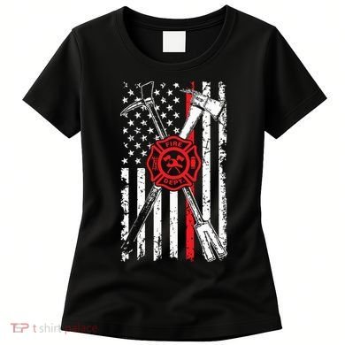 Patriotic Design Axe Halligan Thin Line Red Firefighter Women's T-Shirt