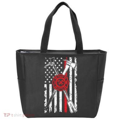 Patriotic Design Axe Halligan Thin Line Red Firefighter Tote Bag