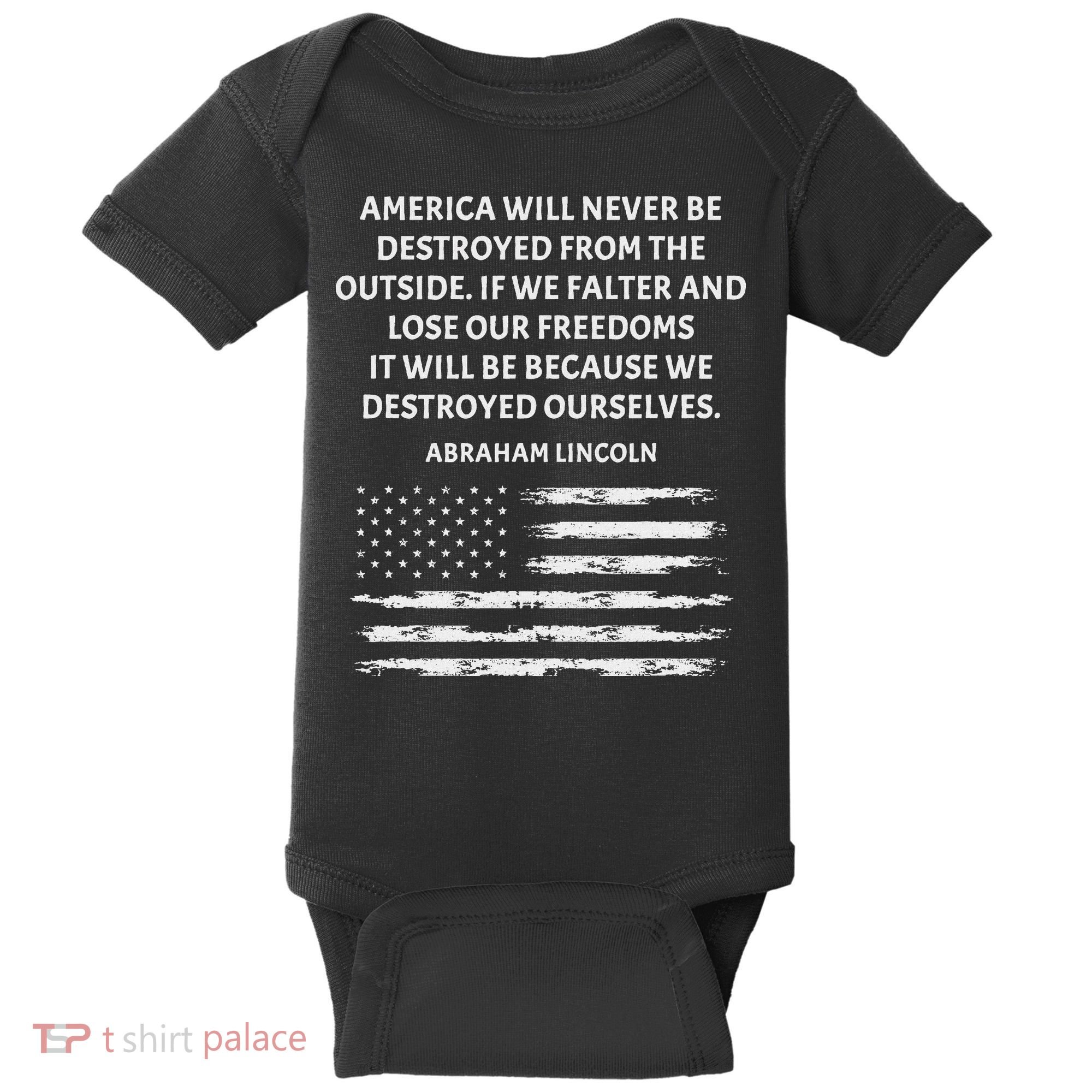 Pro Democracy Abraham Lincoln Quote Stand Up For Freedom Baby Bodysuit