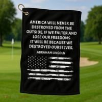 Pro Democracy Abraham Lincoln Quote Stand Up For Freedom Golf Towel thumb 1