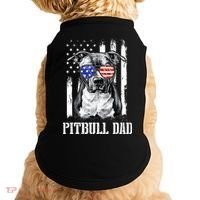 Pitbull Dad American Flag 4th Of July Dog Father's Days Doggie Tank thumb 0