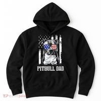 Pitbull Dad American Flag 4th Of July Dog Father's Days Hoodie thumb 0
