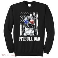 Pitbull Dad American Flag 4th Of July Dog Father's Days Sweatshirt thumb 0