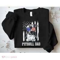Pitbull Dad American Flag 4th Of July Dog Father's Days Sweatshirt thumb 2