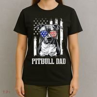 Pitbull Dad American Flag 4th Of July Dog Father's Days T-Shirt thumb 4