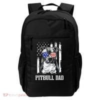 Pitbull Dad American Flag 4th Of July Dog Father's Days Backpack thumb 0