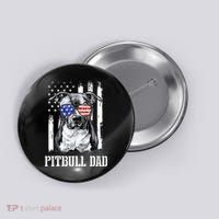 Pitbull Dad American Flag 4th Of July Dog Father's Days Button thumb 0