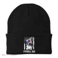 Pitbull Dad American Flag 4th Of July Dog Father's Days Beanie thumb 0