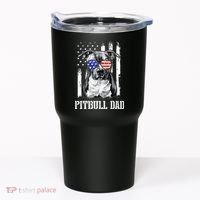 Pitbull Dad American Flag 4th Of July Dog Father's Days Tumbler thumb 0
