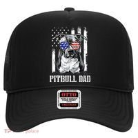 Pitbull Dad American Flag 4th Of July Dog Father's Days Hat thumb 0