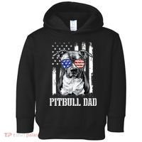 Pitbull Dad American Flag 4th Of July Dog Father's Days Toddler Hoodie thumb 0