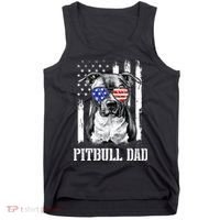 Pitbull Dad American Flag 4th Of July Dog Father's Days Tank Top thumb 0