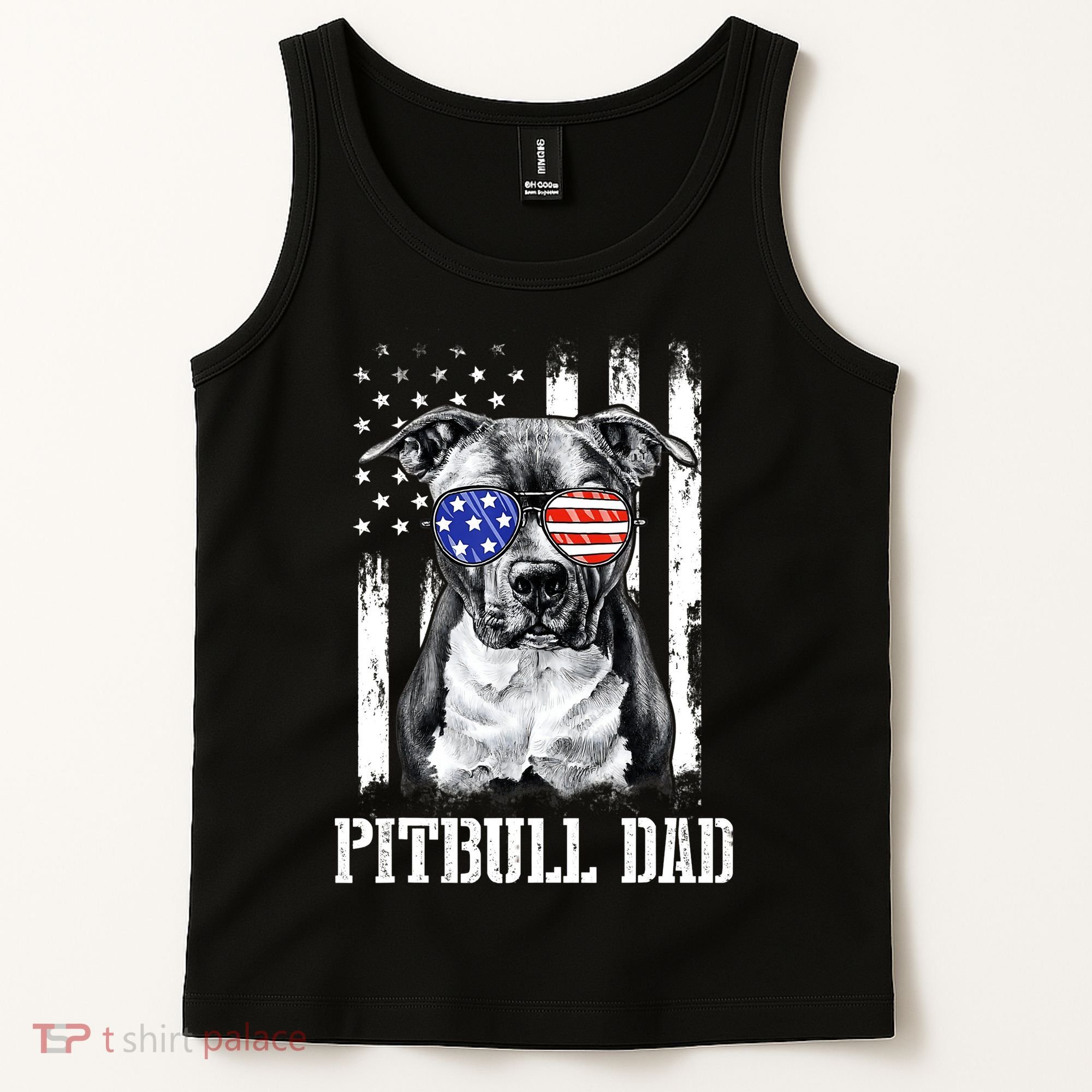 Pitbull Dad American Flag 4th Of July Dog Father's Days Tank Top