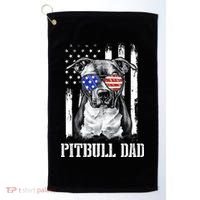 Pitbull Dad American Flag 4th Of July Dog Father's Days Golf Towel thumb 0