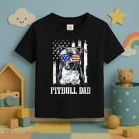 Pitbull Dad American Flag 4th Of July Dog Father's Days Toddler T-Shirt thumb 3