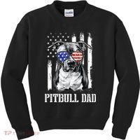 Pitbull Dad American Flag 4th Of July Dog Father's Days Kids Sweatshirt thumb 0