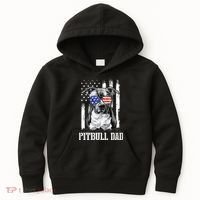 Pitbull Dad American Flag 4th Of July Dog Father's Days Kids Hoodie thumb 0
