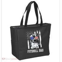 Pitbull Dad American Flag 4th Of July Dog Father's Days Tote Bag thumb 2