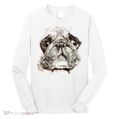 Pug Dog Animal Face Long Sleeve Shirt