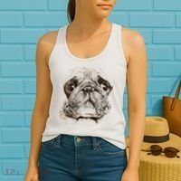 Pug Dog Animal Face Women's Tank Top thumb 2