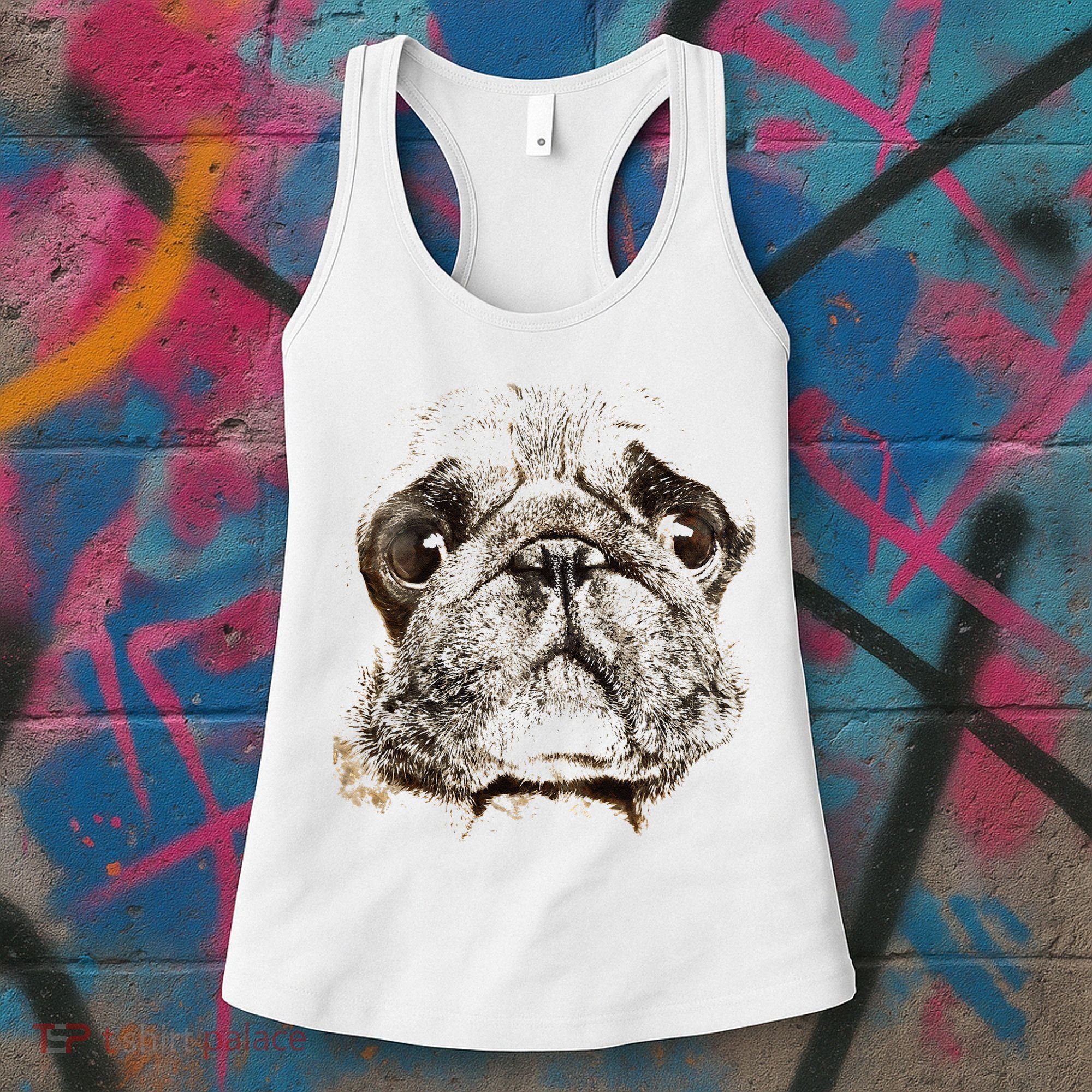 Pug Dog Animal Face Women's Tank Top