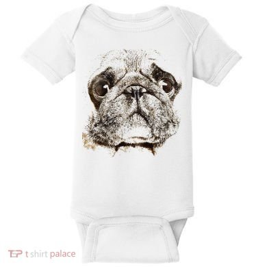 Pug Dog Animal Face Baby Bodysuit