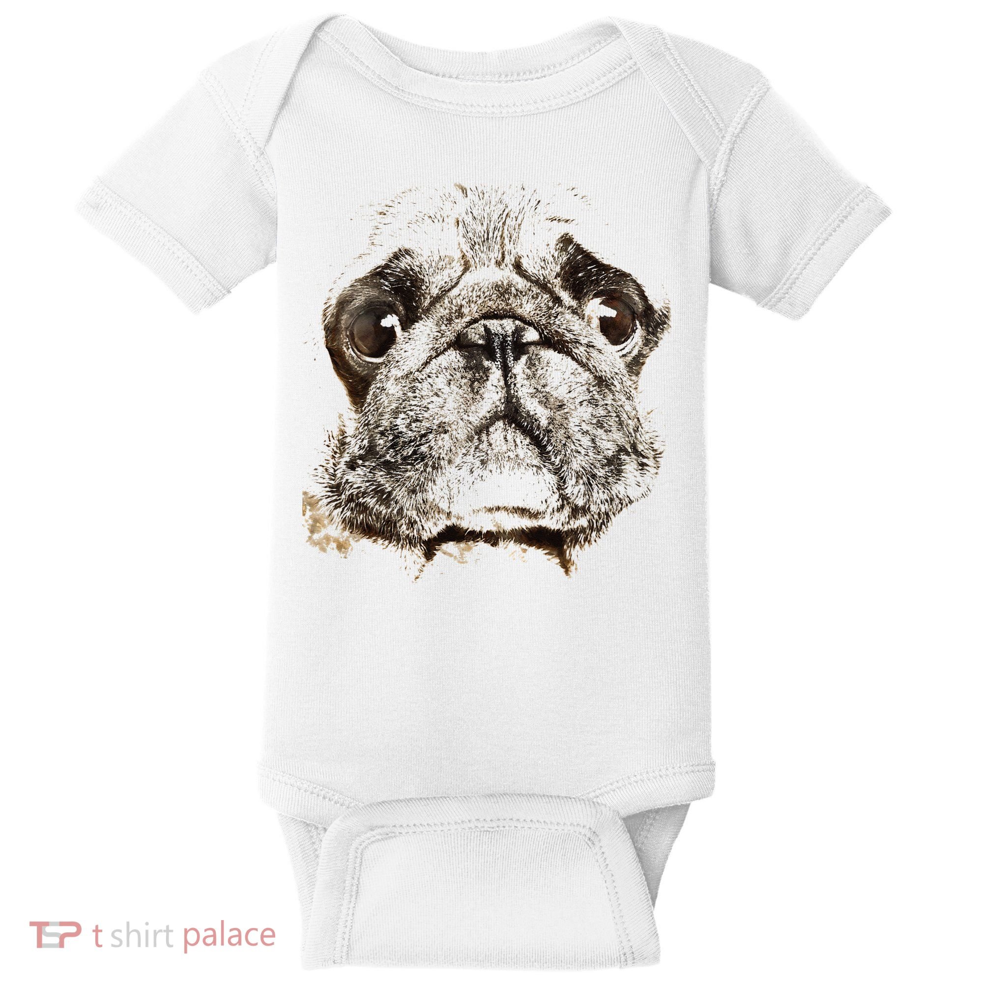 Pug Dog Animal Face Baby Bodysuit