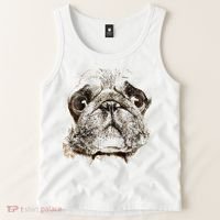 Pug Dog Animal Face Tank Top thumb 2