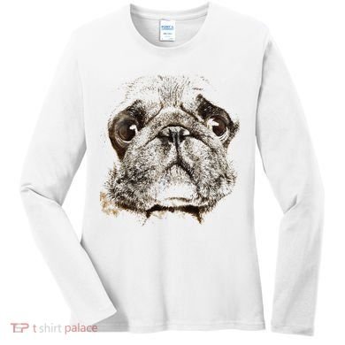 Pug Dog Animal Face Women's Long Sleeve Shirt