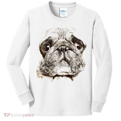 Pug Dog Animal Face Kids Long Sleeve Shirt