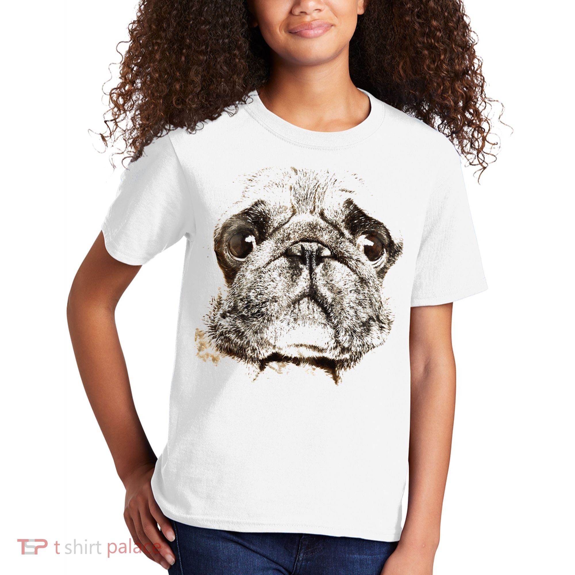 Pug Dog Animal Face Kids T-Shirt