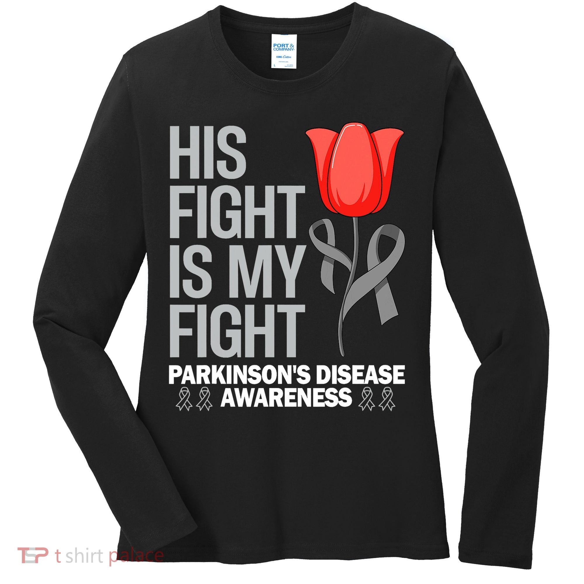 ParkinsonS Disease Awareness April Month Red Tulip Women's Long Sleeve Shirt