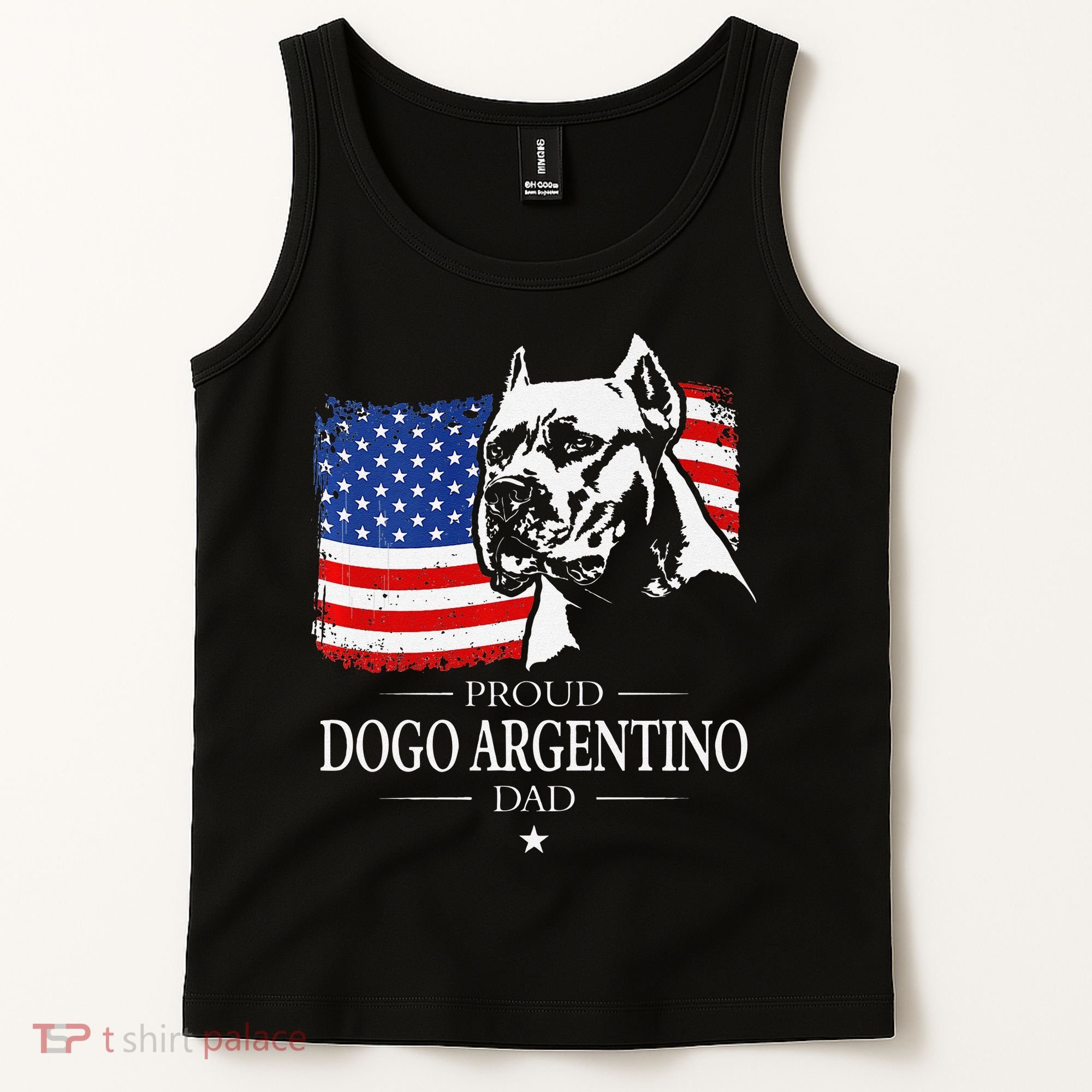 Proud Dogo Argentino Dad American Flag Patriotic Dog Tank Top