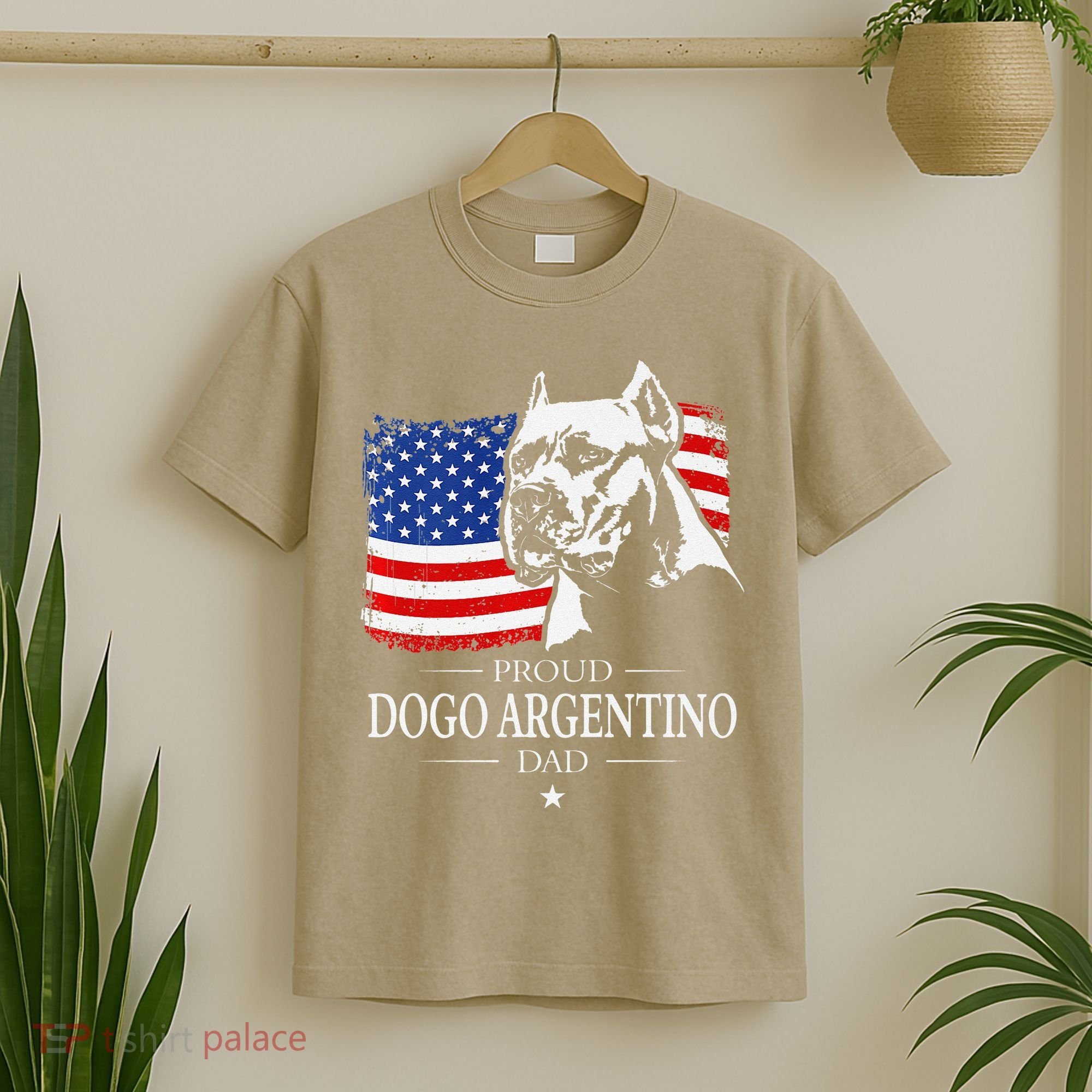 Proud Dogo Argentino Dad American Flag Patriotic Dog T-Shirt