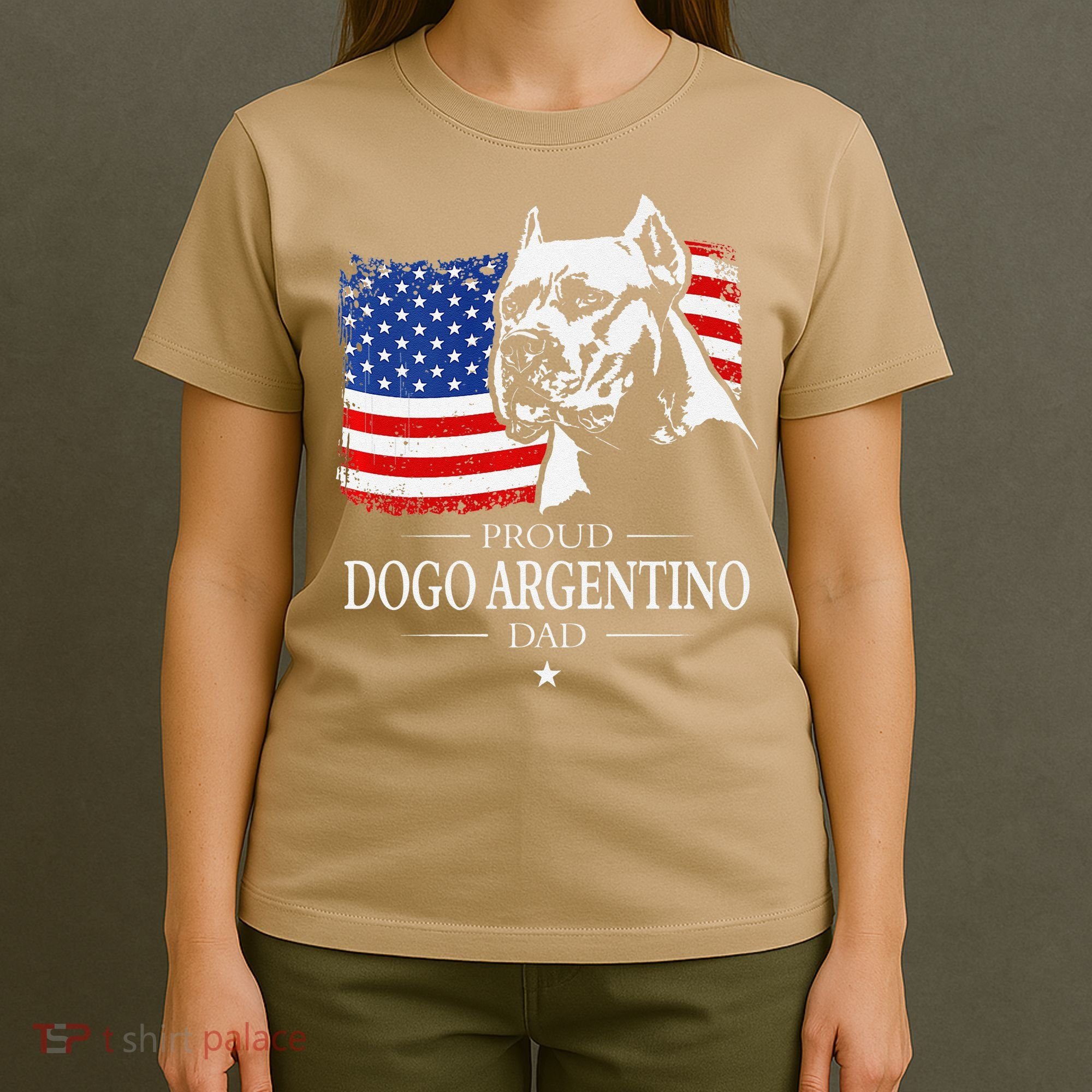 Proud Dogo Argentino Dad American Flag Patriotic Dog T-Shirt