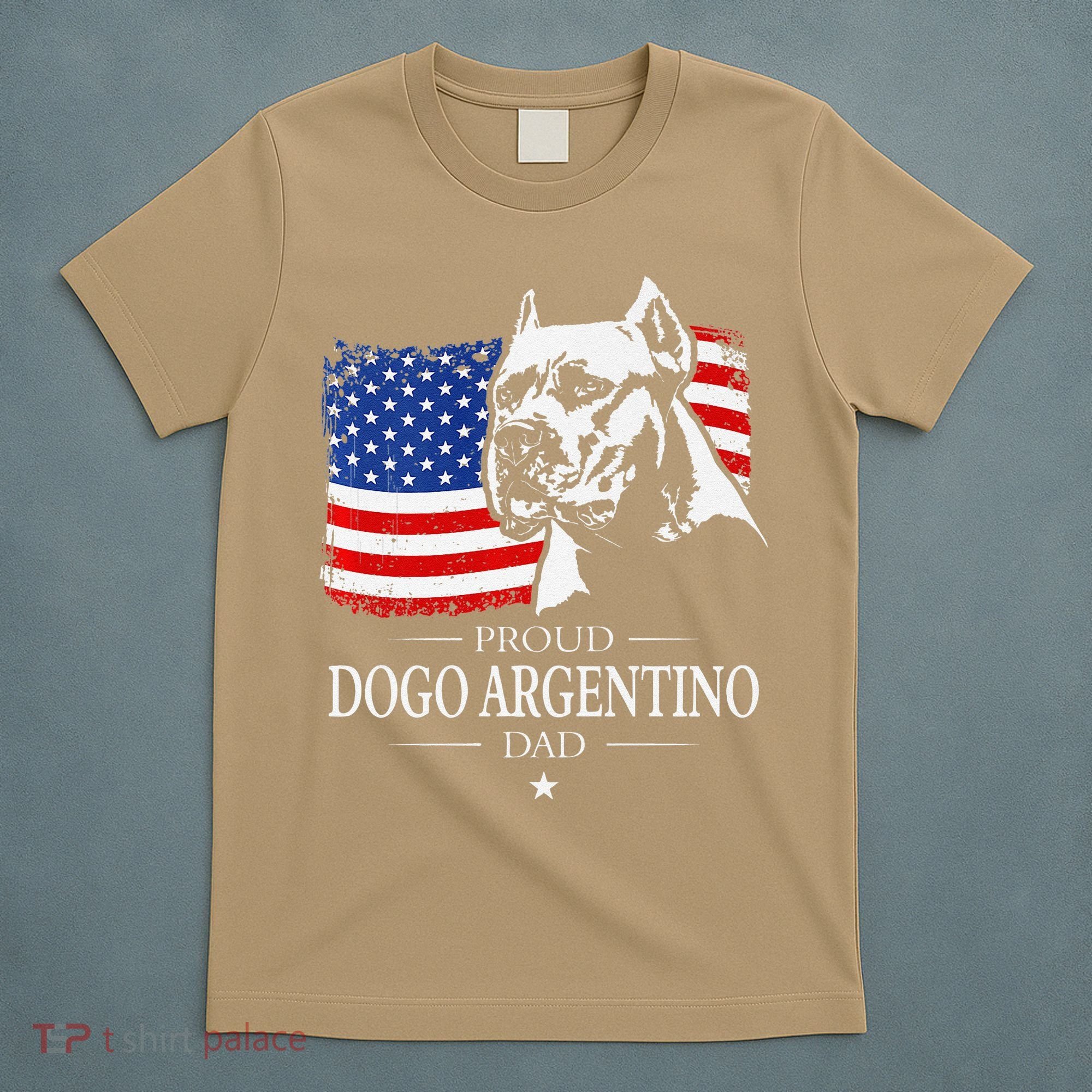 Proud Dogo Argentino Dad American Flag Patriotic Dog T-Shirt