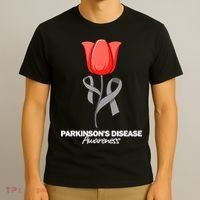ParkinsonS Disease Awareness April Month Red Tulip T-Shirt thumb 3