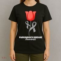 ParkinsonS Disease Awareness April Month Red Tulip T-Shirt thumb 4