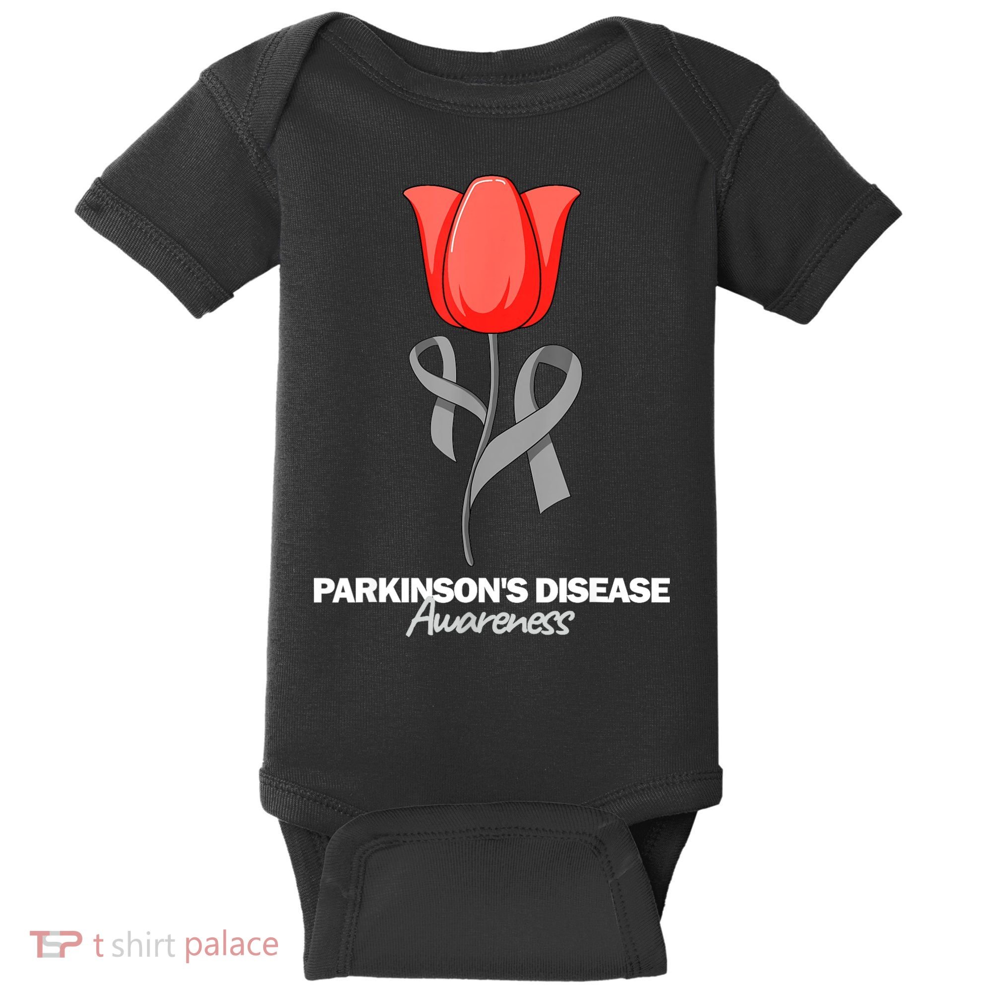 ParkinsonS Disease Awareness April Month Red Tulip Baby Bodysuit