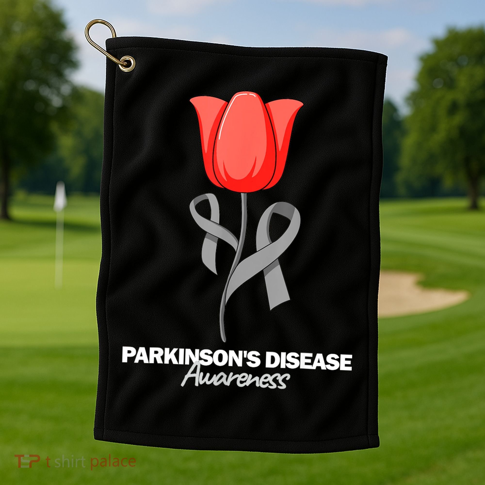 ParkinsonS Disease Awareness April Month Red Tulip Golf Towel