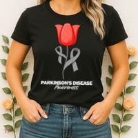 ParkinsonS Disease Awareness April Month Red Tulip Women's T-Shirt thumb 2