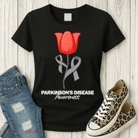 ParkinsonS Disease Awareness April Month Red Tulip Women's T-Shirt thumb 3