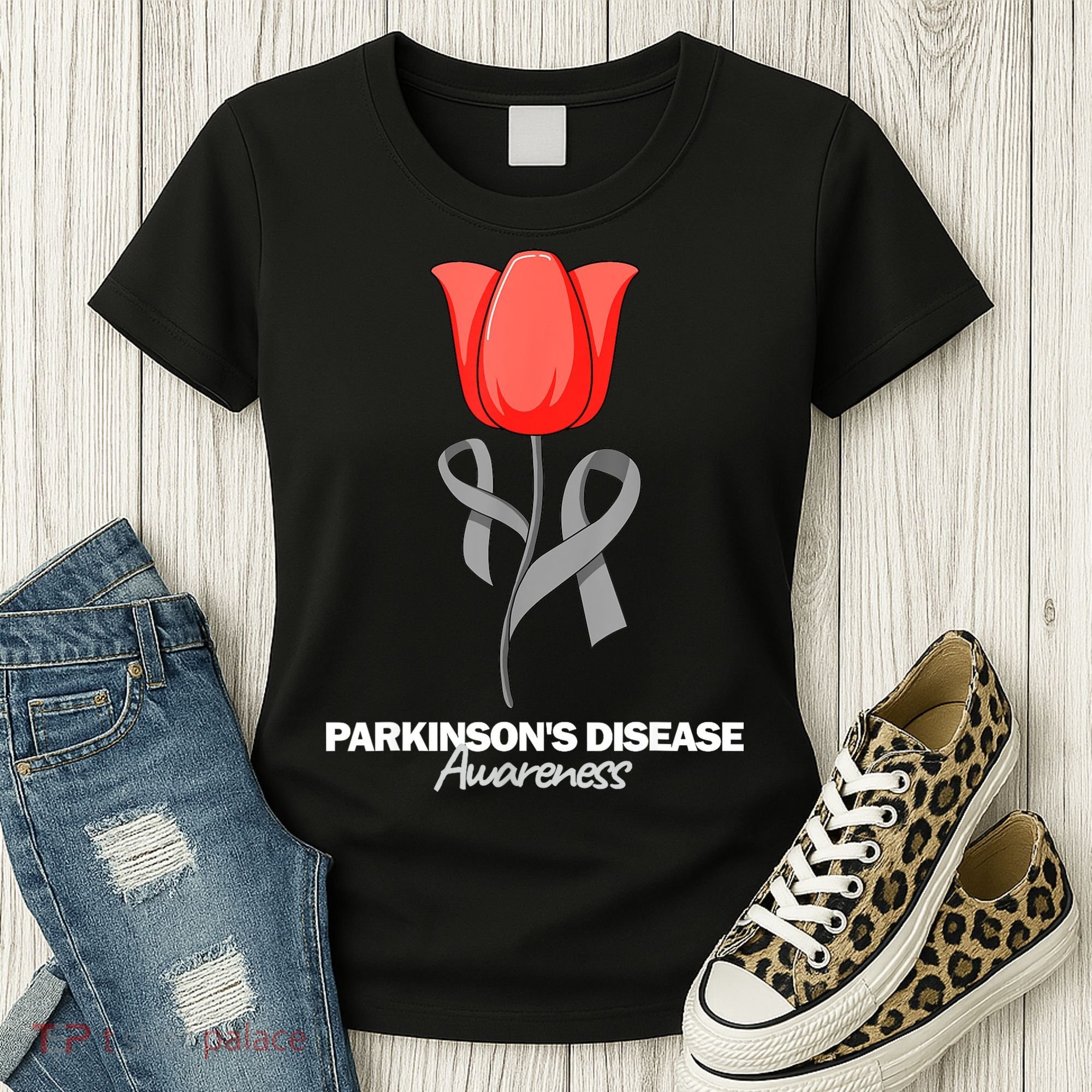 ParkinsonS Disease Awareness April Month Red Tulip Women's T-Shirt
