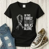 ParkinsonS Disease Awareness In This Family No One Walks Alone Women's T-Shirt thumb 3